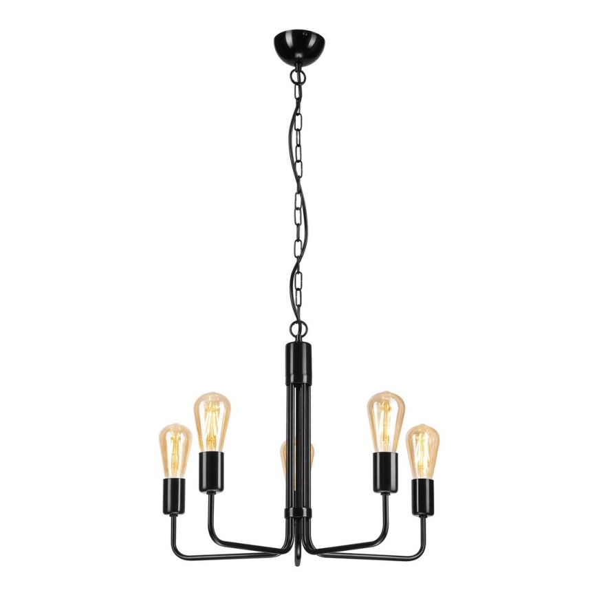 Luster na lancu TIFFANY 5xE27/60W/230V crno