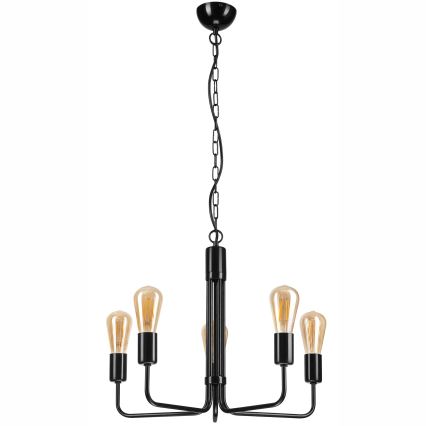 Luster na lancu TIFFANY 5xE27/60W/230V crno