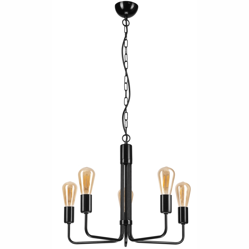 Luster na lancu TIFFANY 5xE27/60W/230V crno