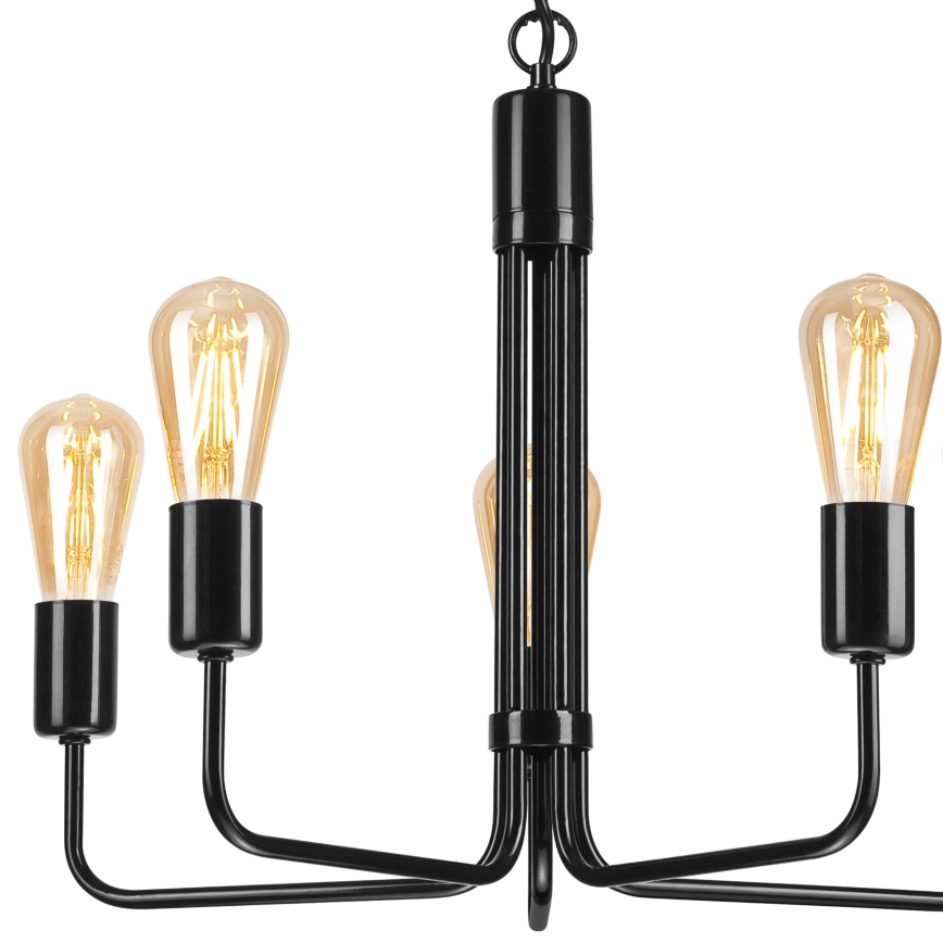 Luster na lancu TIFFANY 5xE27/60W/230V crno