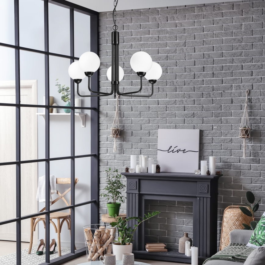 Luster na lancu TIFFY 5xG9/5W/230V crno