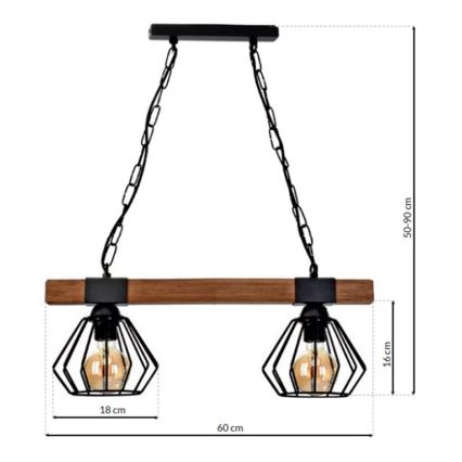 Luster na lancu ULF 2xE27/60W/230V