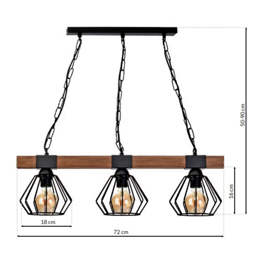 Luster na lancu ULF 3xE27/60W/230V