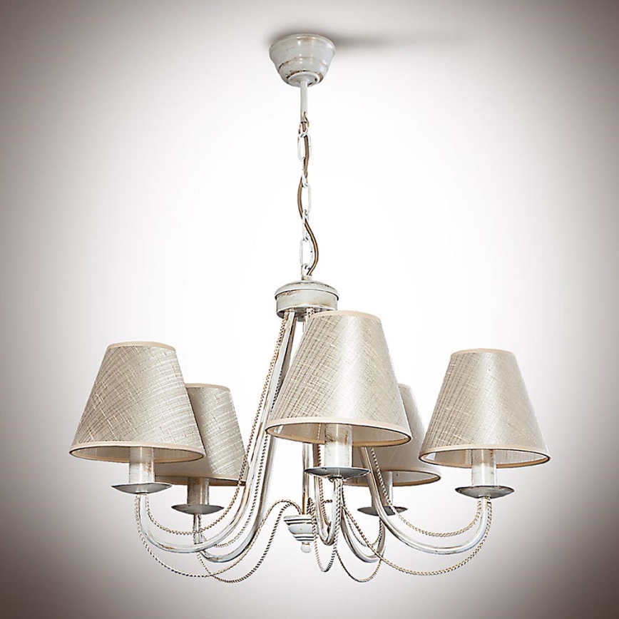 Luster na lancu VERSA 5xE14/40W/230V beli 535 mm
