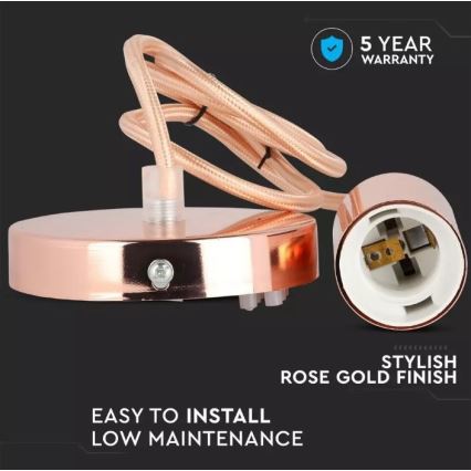 Luster na lanku 1xE27/60W/230V roze zlato