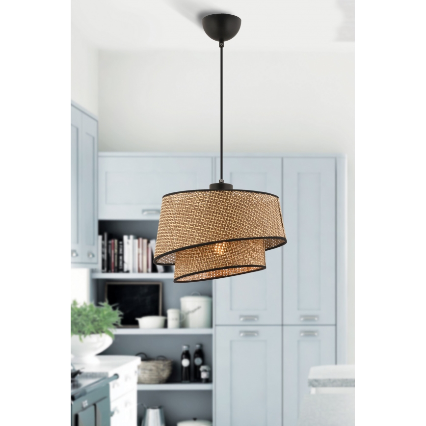 Luster na lanku BARETTE 1xE27/60W/230V braon/crna