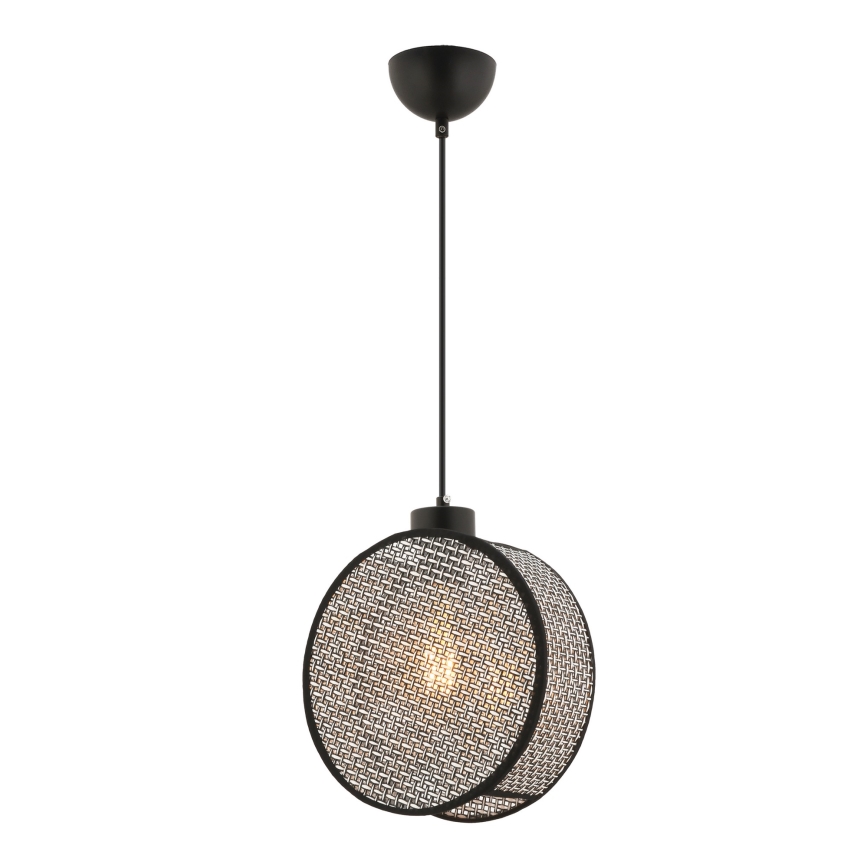Luster na lanku DRUM 1xE27/60W/230V siva/crna