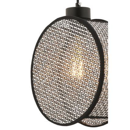 Luster na lanku DRUM 1xE27/60W/230V siva/crna
