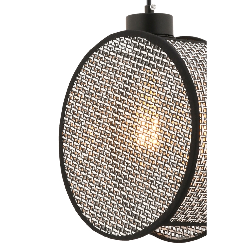Luster na lanku DRUM 1xE27/60W/230V siva/crna