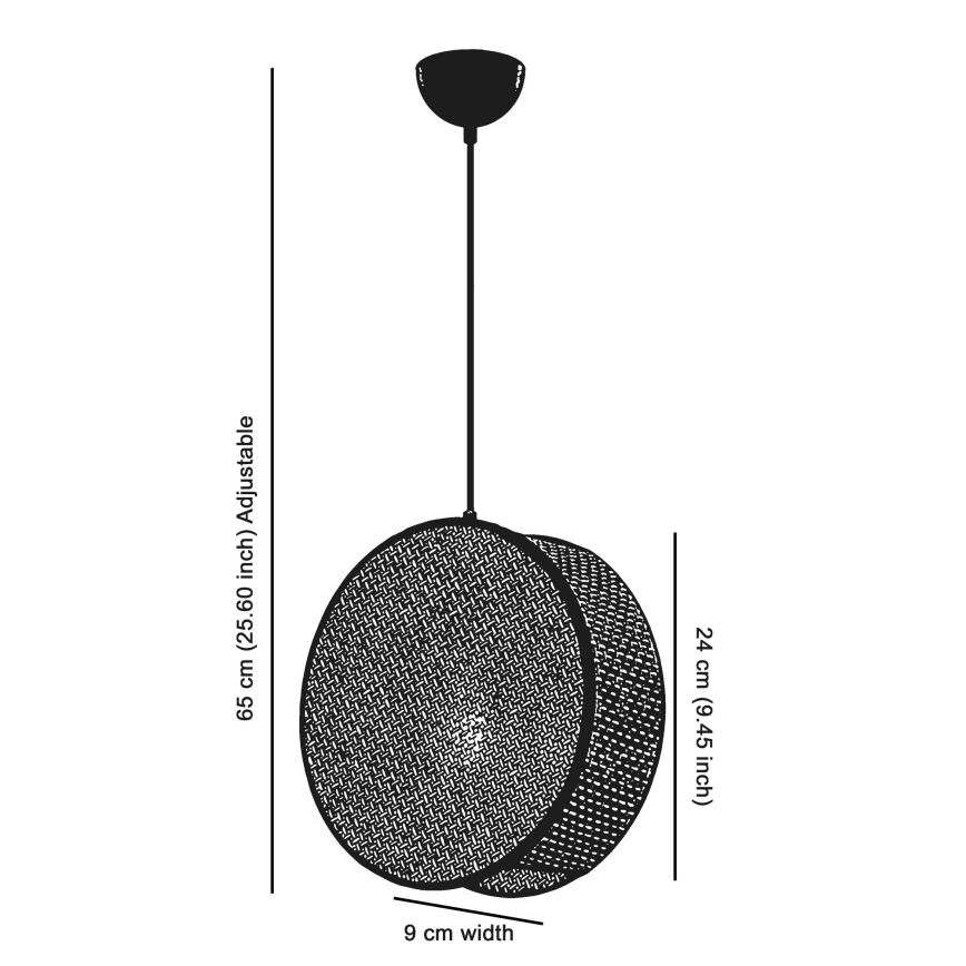 Luster na lanku DRUM 1xE27/60W/230V siva/crna
