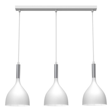 Luster na lanku NOAK 3xE27/15W/230V bela/sjajni hrom