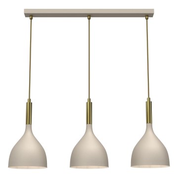 Luster na lanku NOAK 3xE27/15W/230V bež/zlatna