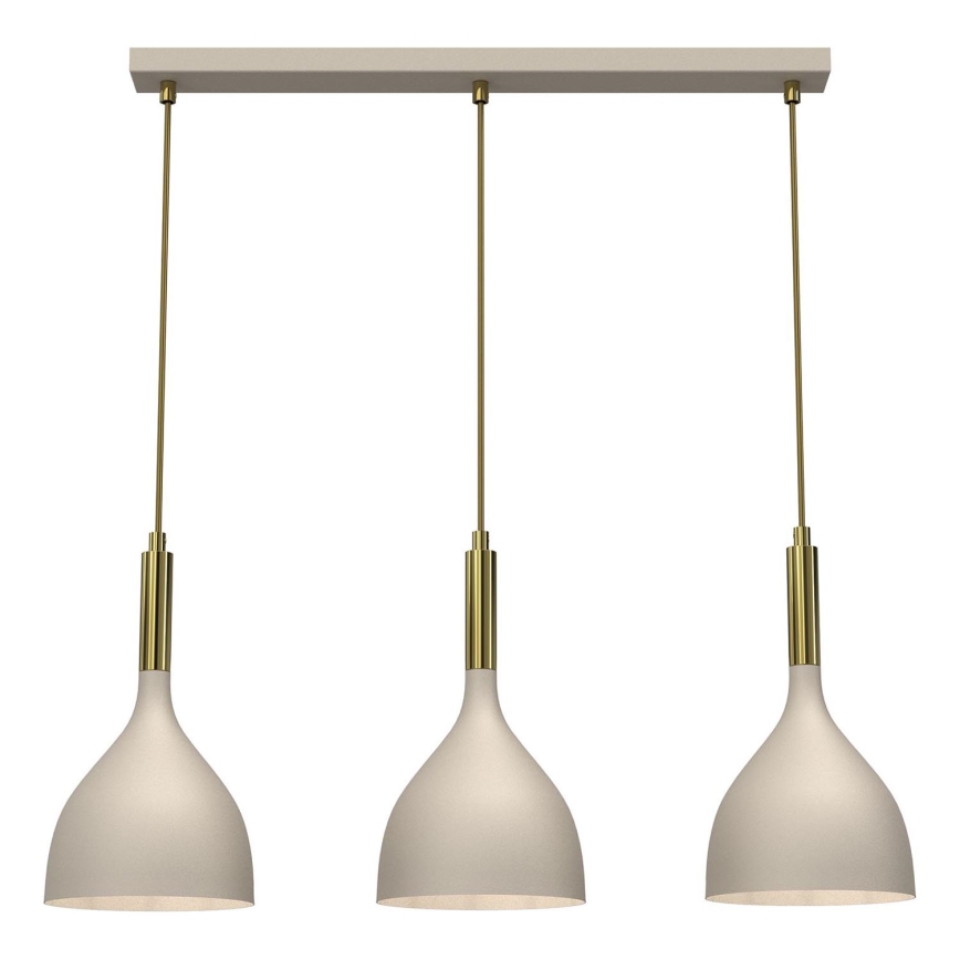 Luster na lanku NOAK 3xE27/15W/230V bež/zlatna