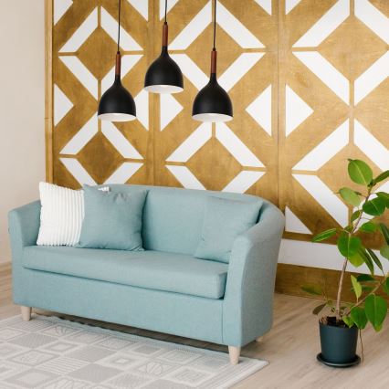 Luster na lanku NOAK WOOD 3xE27/15W/230V crna/buk