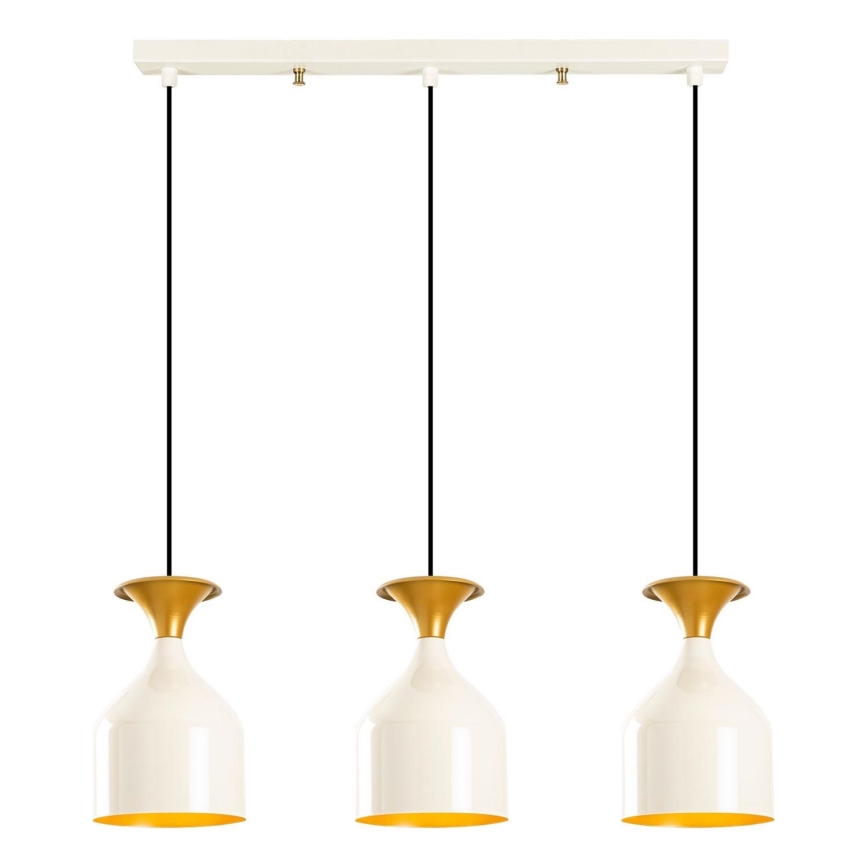 Luster na lanku SIVANI 3xE27/40W/230V bela/bakrena