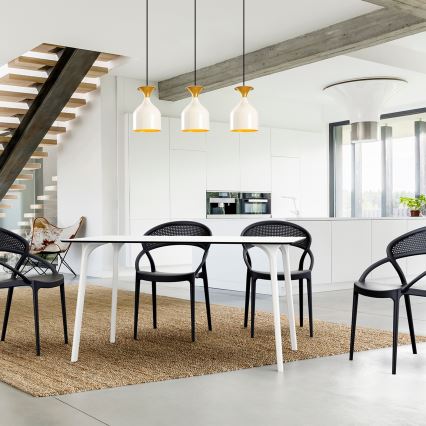 Luster na lanku SIVANI 3xE27/40W/230V bela/bakrena