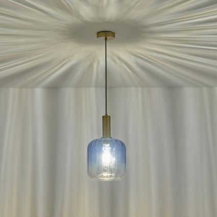 Luster na sajli 1xE27/15W/230V plava/dimno