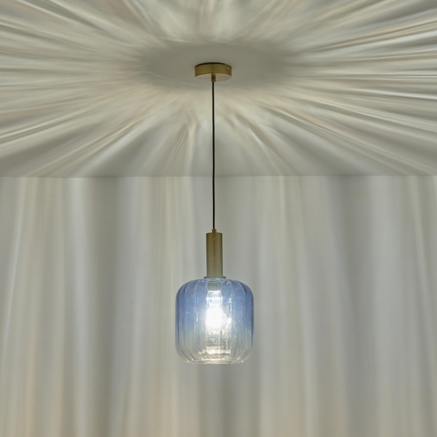 Luster na sajli 1xE27/15W/230V plava/dimno