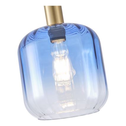 Luster na sajli 1xE27/15W/230V plava/dimno