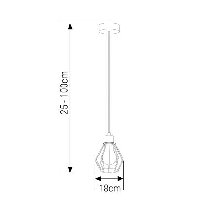 Luster na sajli 1xE27/35W/230V pr. 18 cm crno