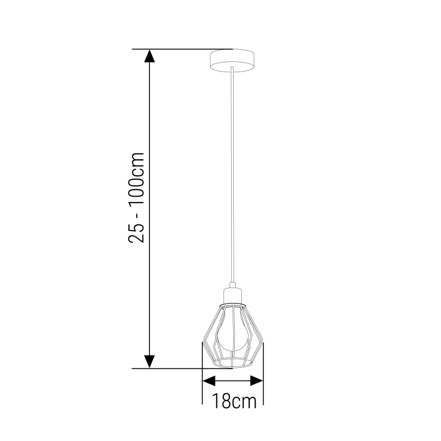 Luster na sajli 1xE27/35W/230V pr. 18 cm crno