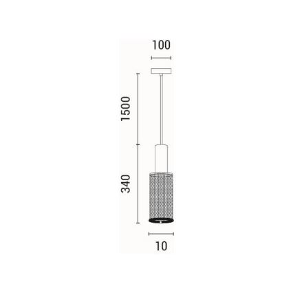 Luster na sajli 1xE27/40W/230V crno