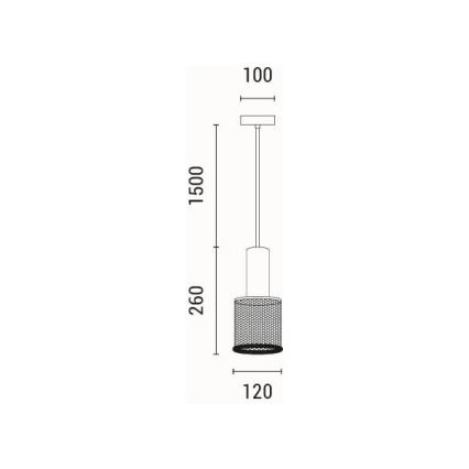 Luster na sajli 1xE27/40W/230V crno