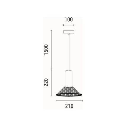 Luster na sajli 1xE27/40W/230V crno