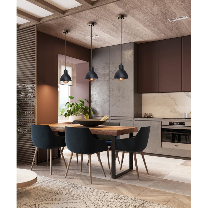 Luster na sajli 1xE27/40W/230V bukva/crno