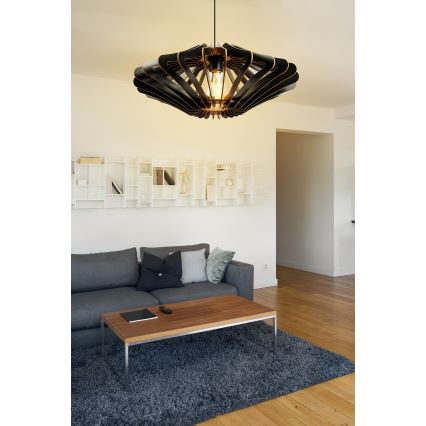 Luster na sajli 1xE27/60W/230V, crni, prečnik 47 cm