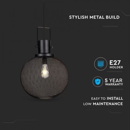 Luster na sajli 1xE27/60W/230V crno