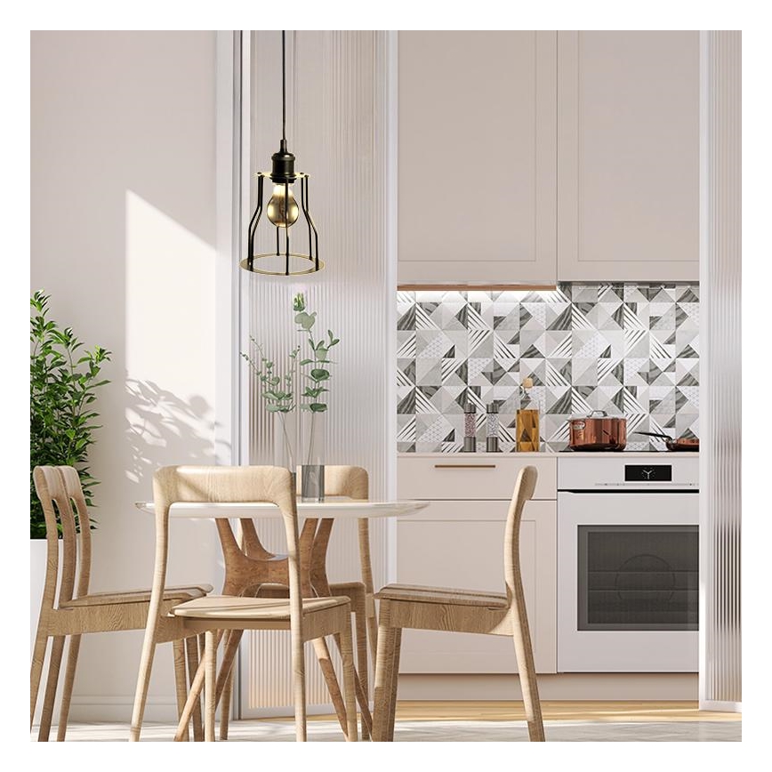 Luster na sajli 1xE27/60W/230V pr. 15 cm crno