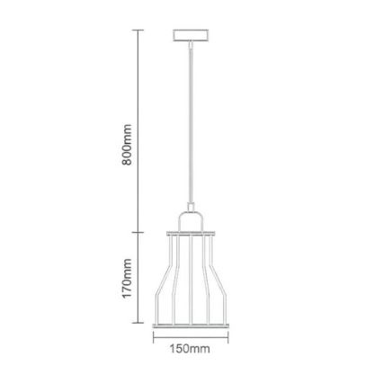 Luster na sajli 1xE27/60W/230V pr. 15 cm crno