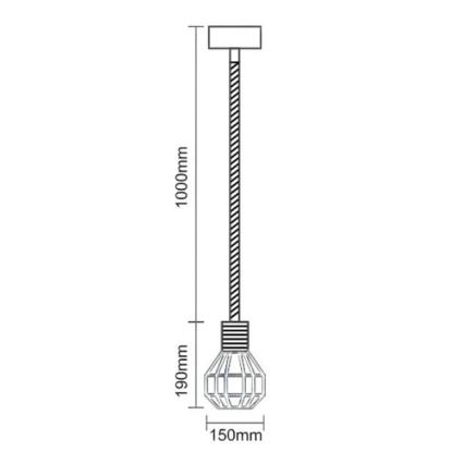 Luster na sajli 1xE27/60W/230V pr. 15 cm