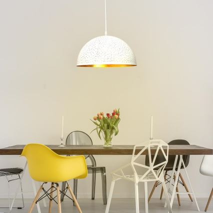 Luster na sajli 1xE27/60W/230V pr. 30 cm bela