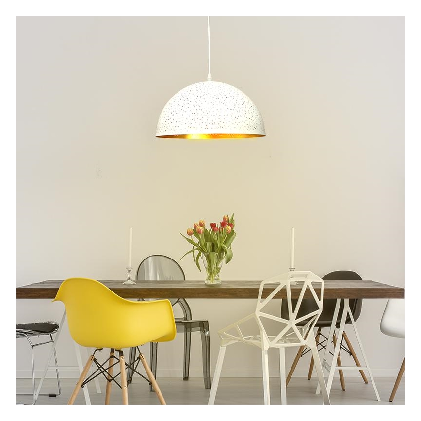 Luster na sajli 1xE27/60W/230V pr. 30 cm bela