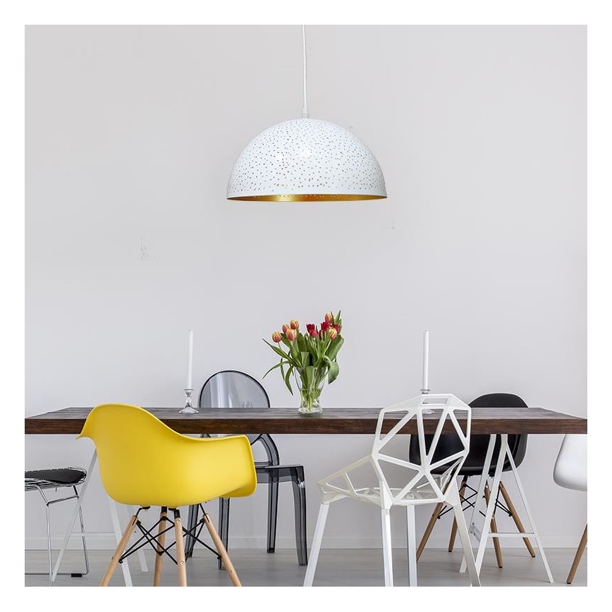 Luster na sajli 1xE27/60W/230V pr. 30 cm bela