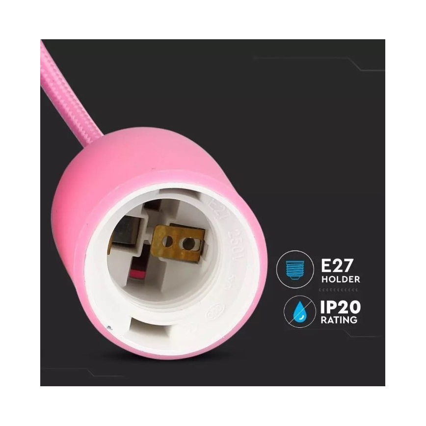 Luster na sajli 1xE27/60W/230V roze