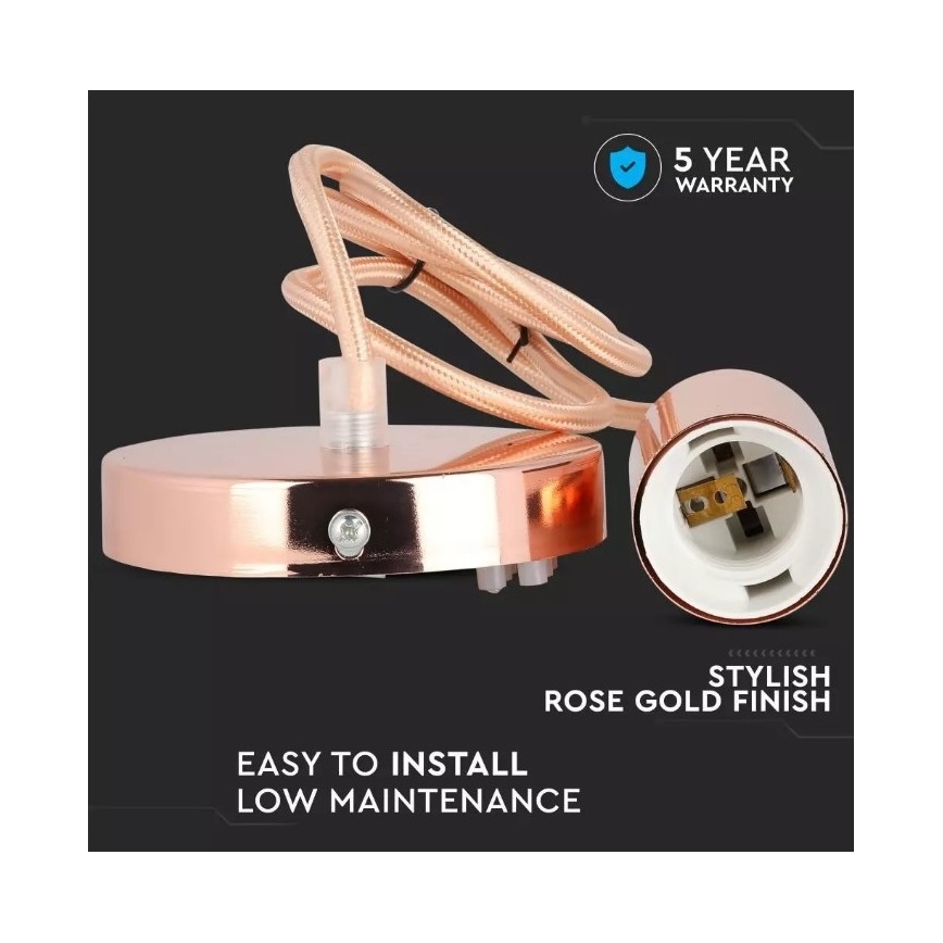 Luster na sajli 1xE27/60W/230V roze zlatna