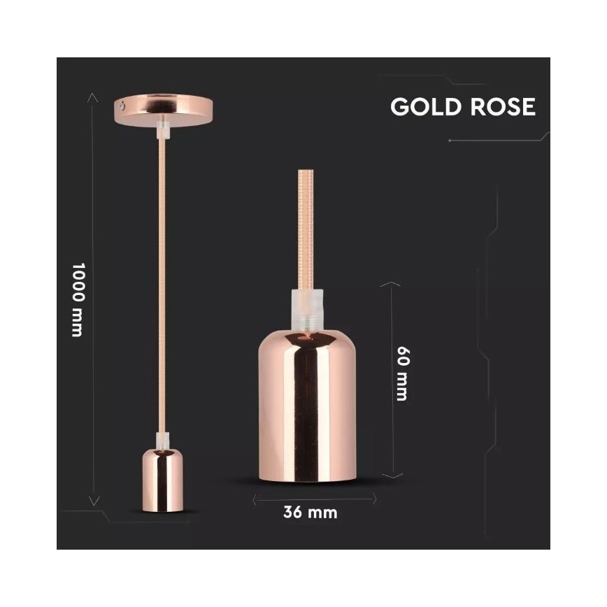 Luster na sajli 1xE27/60W/230V roze zlatna
