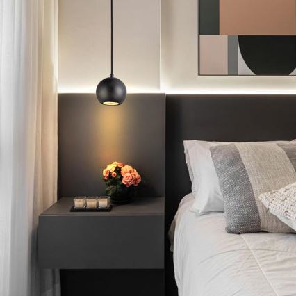 Luster na sajli 1xGU10/10W/230V jasen/masivno drvo crno