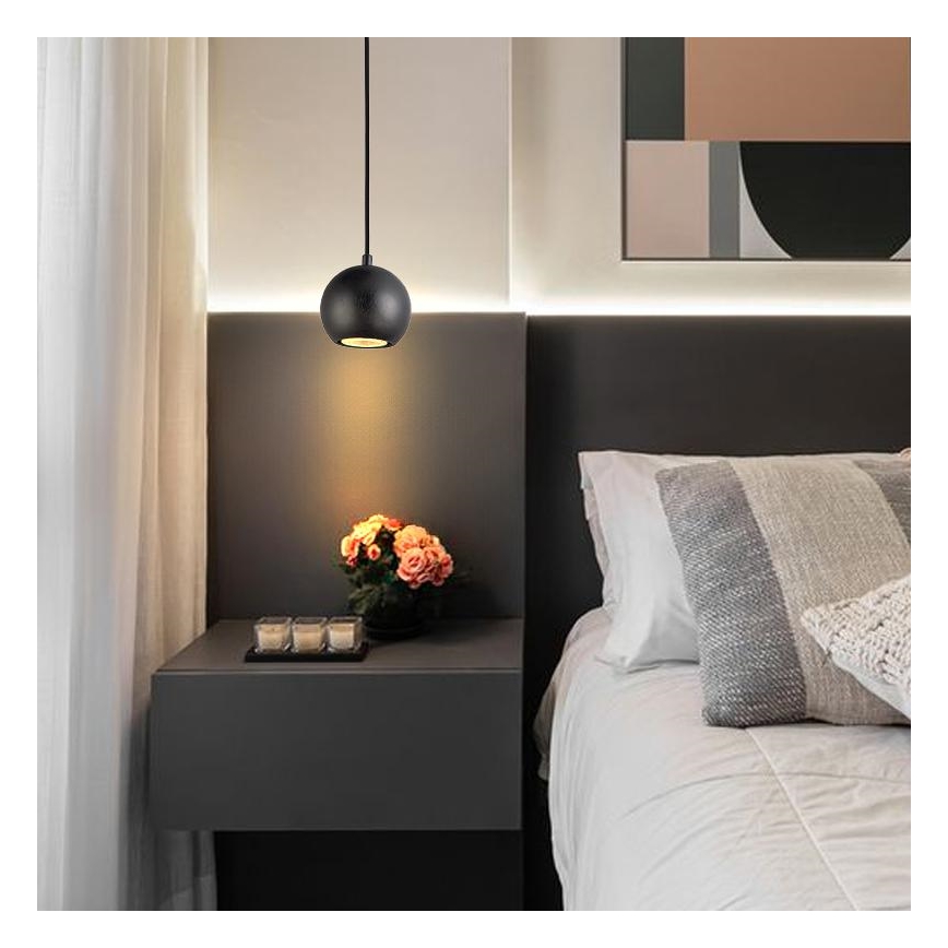 Luster na sajli 1xGU10/10W/230V jasen/masivno drvo crno
