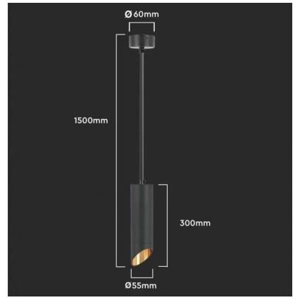 Luster na sajli 1xGU10/35W/230V 30 cm crna