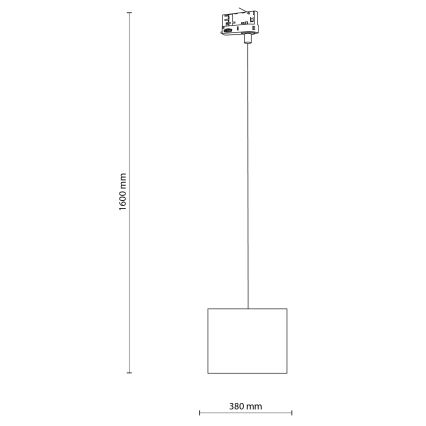Luster na sajli za 3-fazni šinski sastav TRACER 1xE27/15W/230V pr. 20 cm crno/sivo