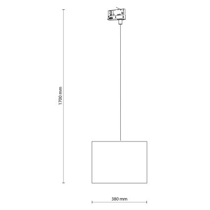 Luster na sajli za 3-fazni šinski sastav TRACER 1xE27/15W/230V pr. 38 cm crno/sivo