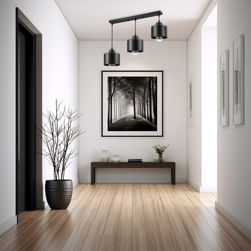 Luster na sajli 3xE27/35W/230V crno