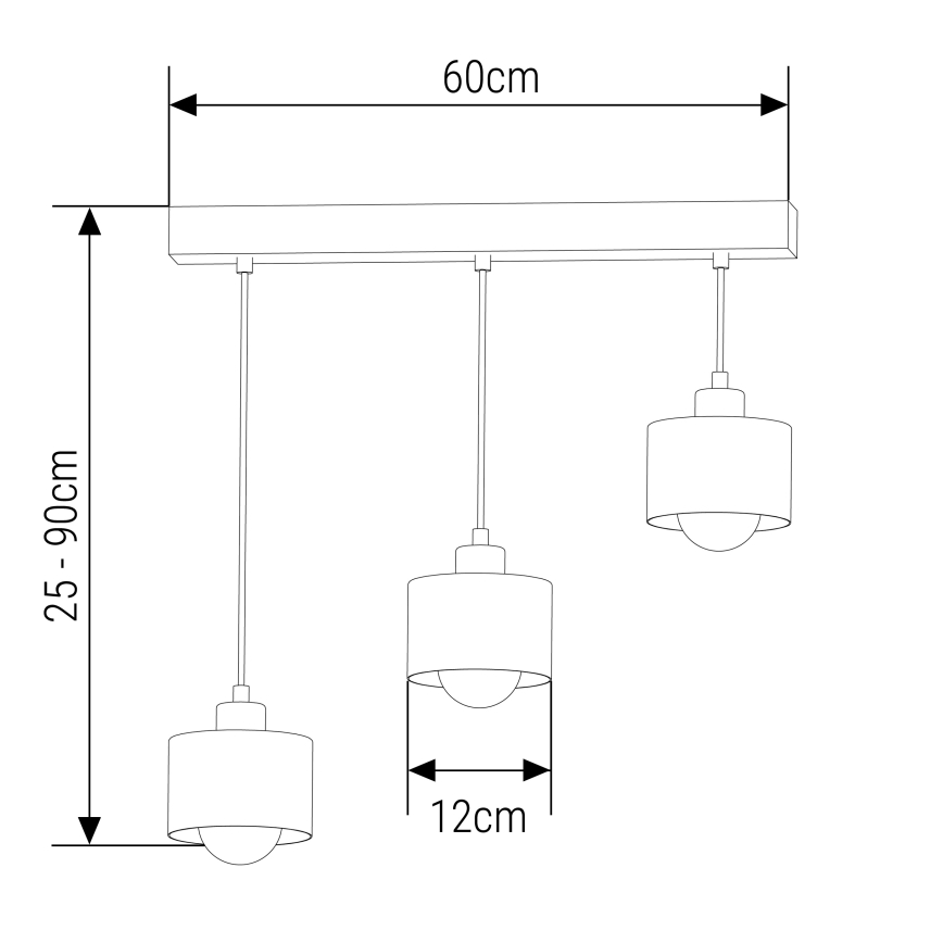 Luster na sajli 3xE27/35W/230V crno
