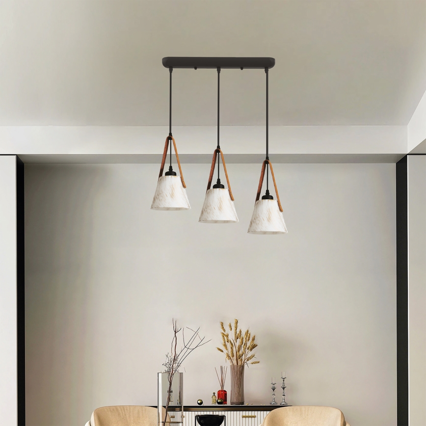 Luster na sajli 3xE27/40W/230V bela