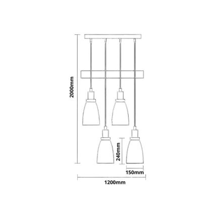Luster na sajli 4xE27/60W/230V bakreno