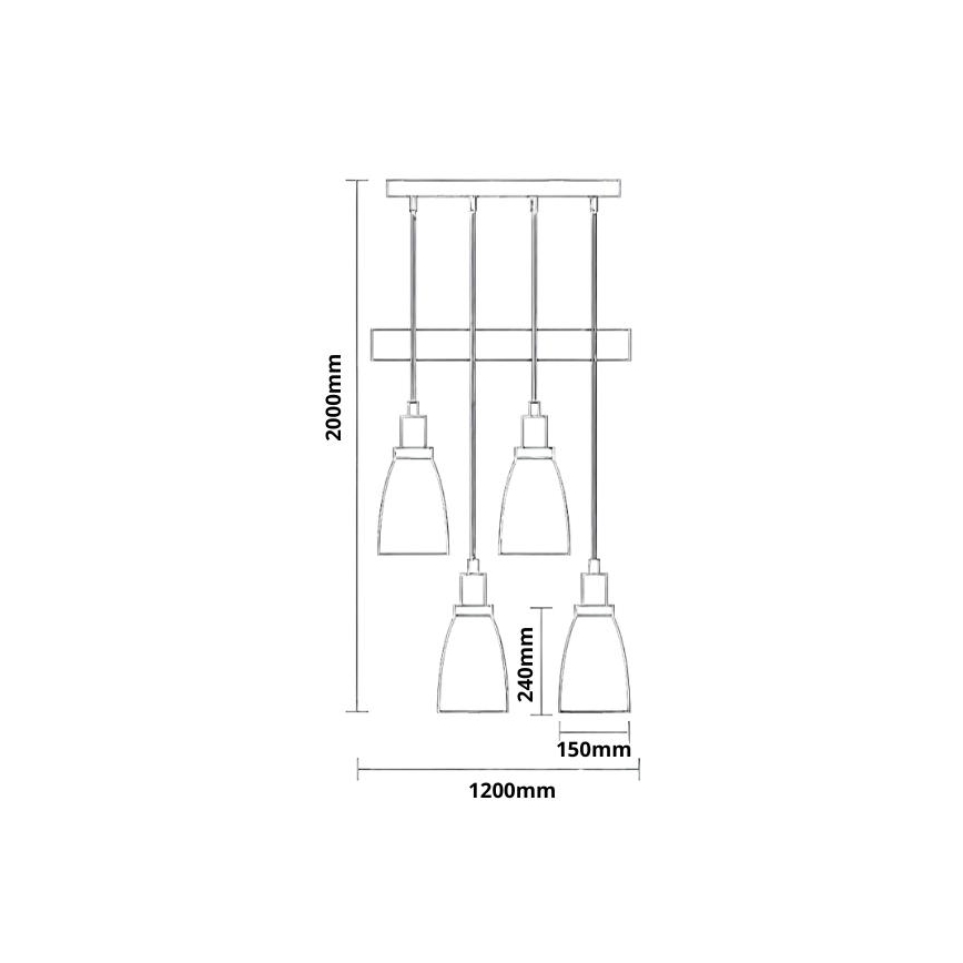 Luster na sajli 4xE27/60W/230V bakreno